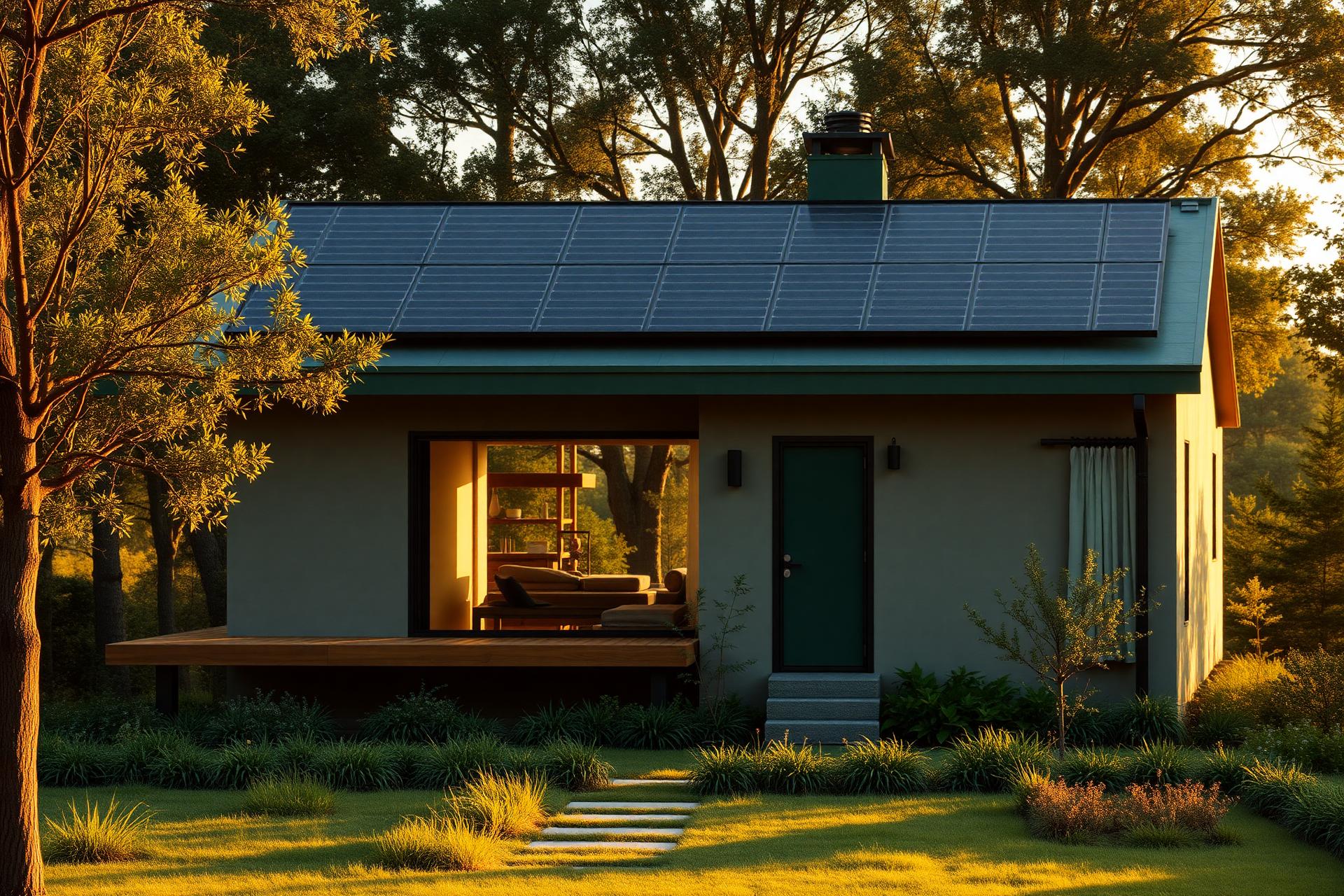 Maison moderne avec panneaux photovoltaïques